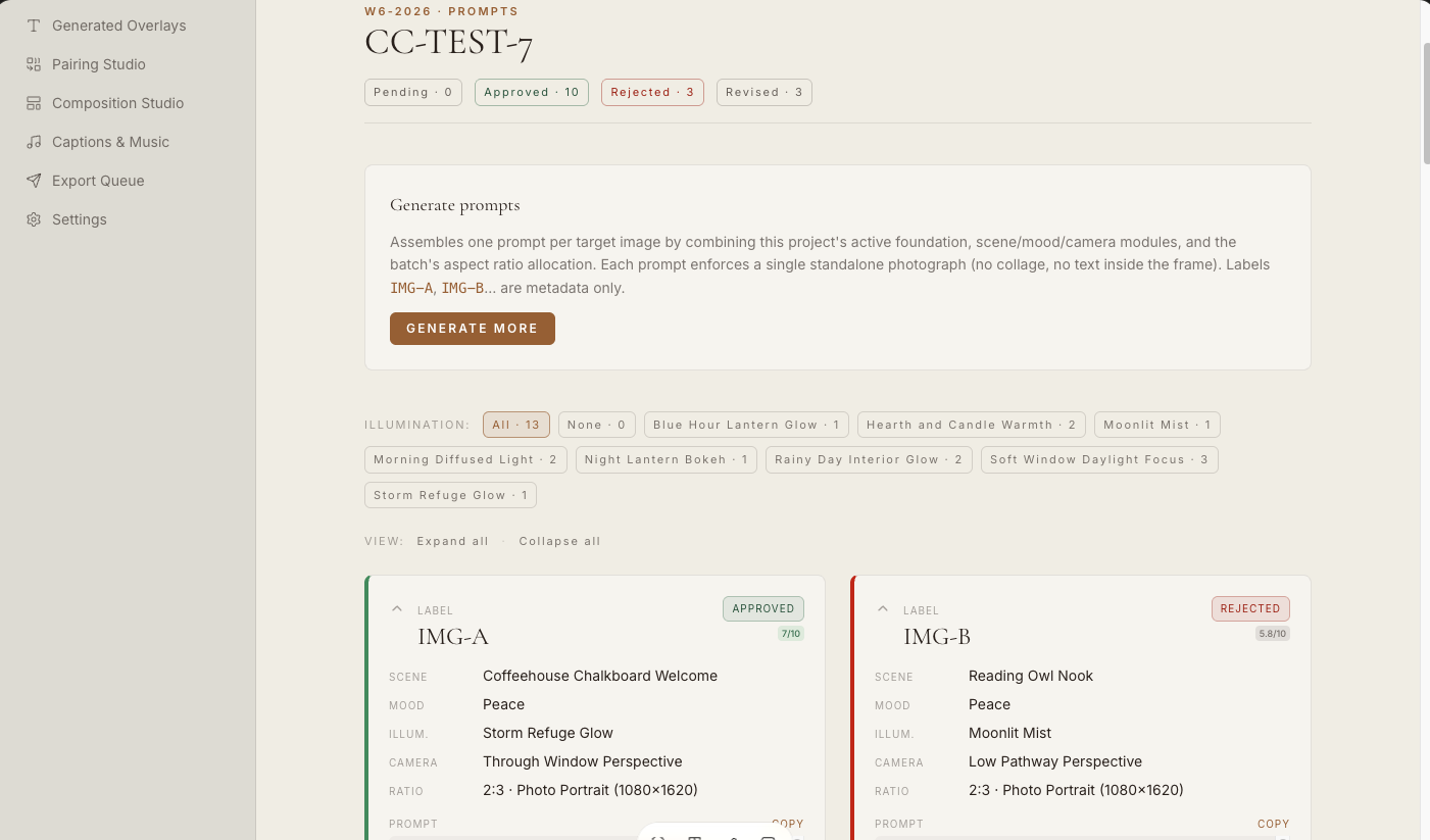 Coffeehouse Congregation Content System screen
