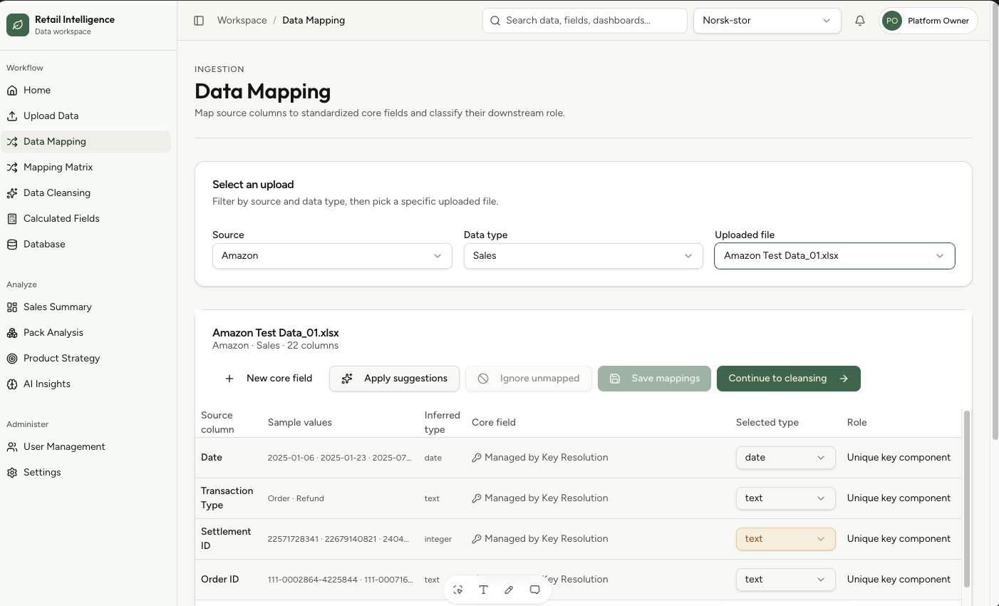 Retail Analytics Prototype screen