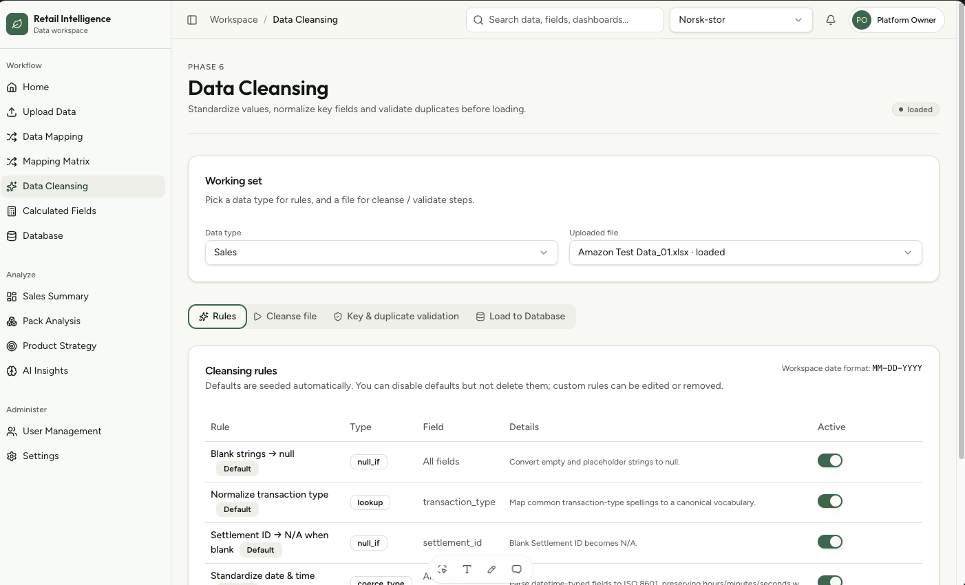 Retail Analytics Prototype screen